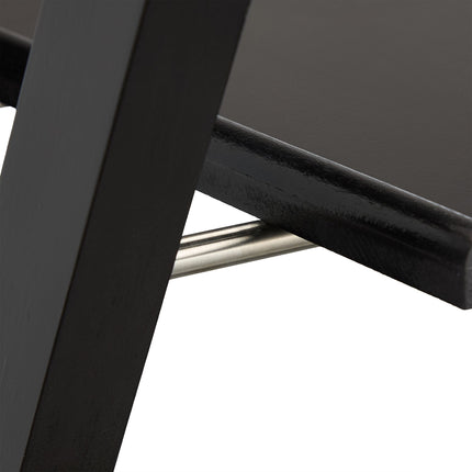 Black suitcase rack with shelf