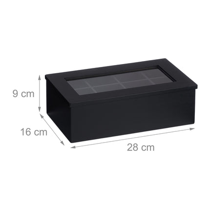 Schwarze Teebox mit 8 Fächern