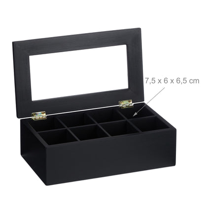 Schwarze Teebox mit 8 Fächern