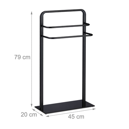 Black towel hanger with 3 bars