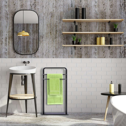 Black towel hanger with 3 bars