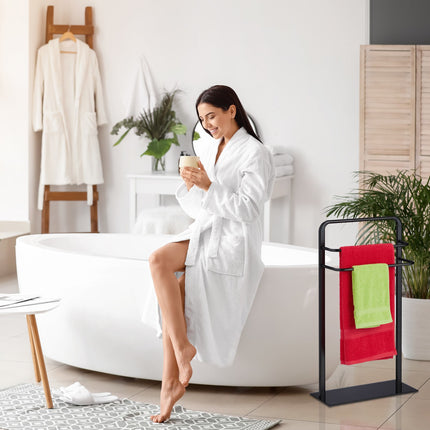 Black towel hanger with 3 bars