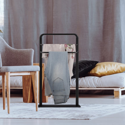 Black towel hanger with 3 bars