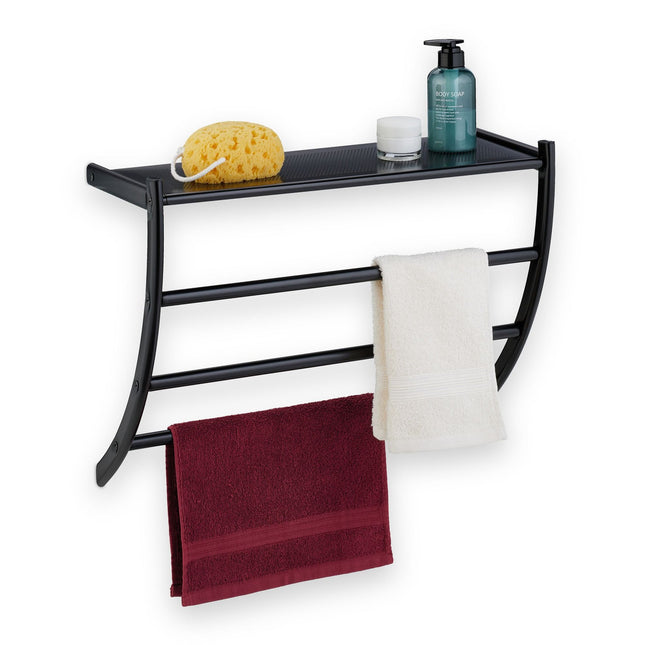 Black towel rail for the wall