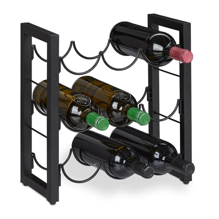 Black wine rack for 9 bottles