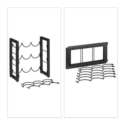 Black wine rack for 9 bottles