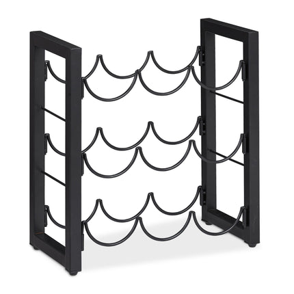 Black wine rack for 9 bottles