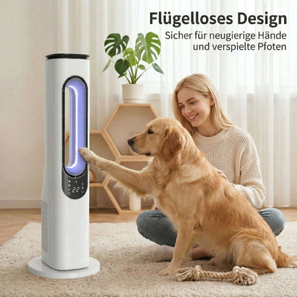 Bladeless Tower Fan with 15-Hour Timer, Quiet 35 dB, White