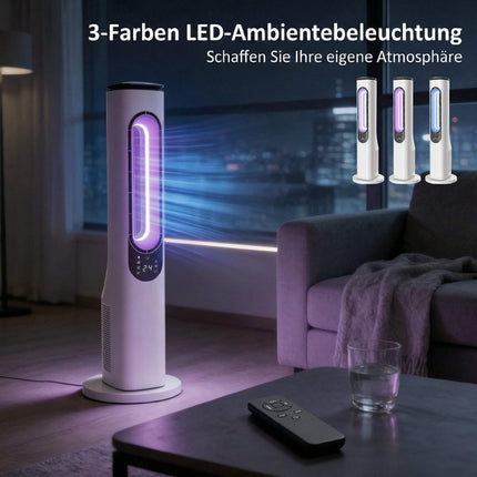 Bladeless Tower Fan with 15-Hour Timer, Quiet 35 dB, White