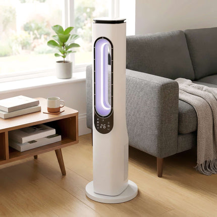 Bladeless Tower Fan with 15-Hour Timer, Quiet 35 dB, White