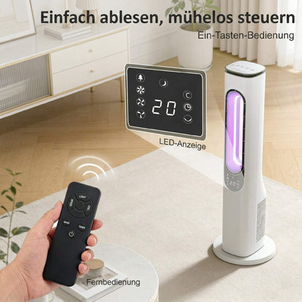 Bladeless Tower Fan with 15-Hour Timer, Quiet 35 dB, White
