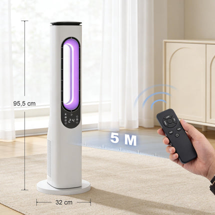 Bladeless Tower Fan with 15-Hour Timer, Quiet 35 dB, White