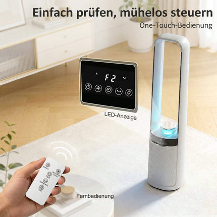 Turmventilator ohne Rotorblätter mit Fernbedienung, 45°-Oszillation, Timer