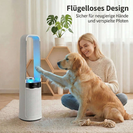 Turmventilator ohne Rotorblätter mit Fernbedienung, 45°-Oszillation, Timer