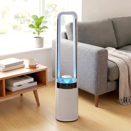 Turmventilator ohne Rotorblätter mit Fernbedienung, 45°-Oszillation, Timer