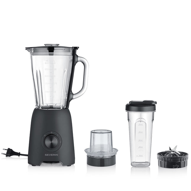 Mixer mit 1,5-Liter-Glaskanne, 600W, Smoothie-Becher, Zerkleinerer