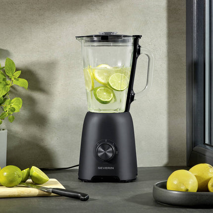 Mixer mit 1,5-Liter-Glaskanne, 600W, Smoothie-Becher, Zerkleinerer
