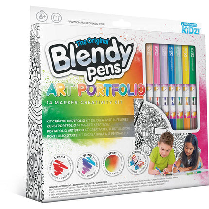Blendy Pens Art Portfolio Set with 14 Markers for Creative Projects