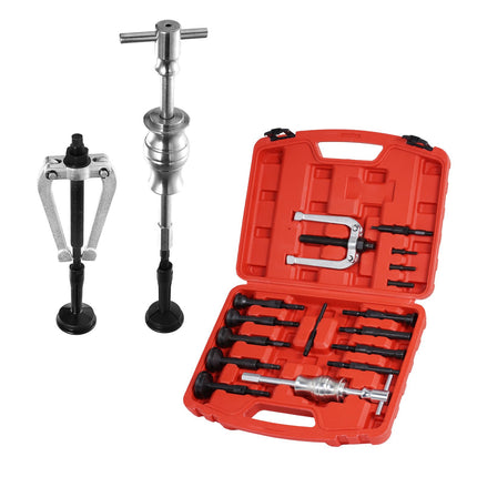 Blind Hole Bearing Puller Kit – 16-Piece Slide Hammer, 10 Collets