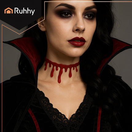Bloody Halloween Choker Necklace, Adjustable Costume Accessory