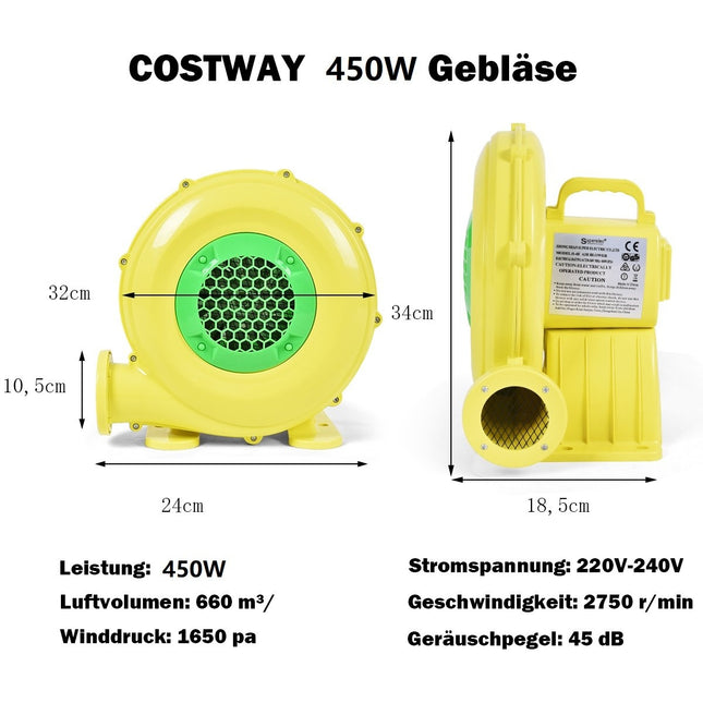 Gebläse, 450 W, elektrischer Ventilator, Luftgebläse für aufblasbares Spielzeug