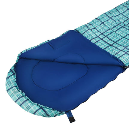 Blauer karierter Schlafsack, leicht, kompakt