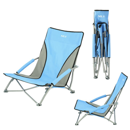 Blue Folding Beach Chair, Lightweight, Portable