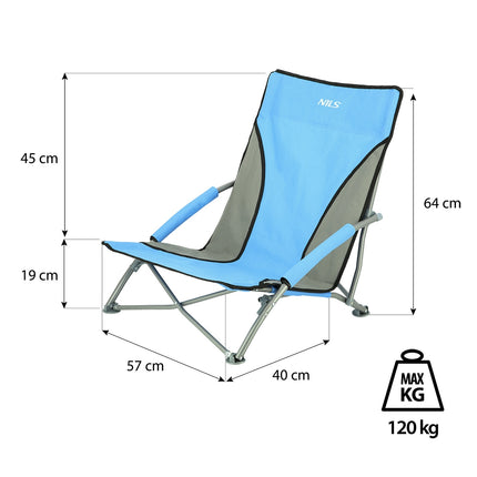 Blue Folding Beach Chair, Lightweight, Portable