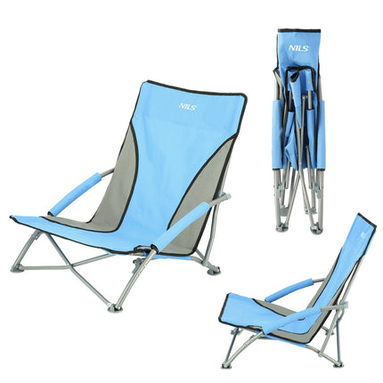 Blue Folding Beach Chair, Lightweight, Portable