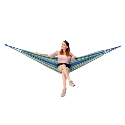 Blau-grüne Hängematte, 120 cm breit, Baumwoll-Polyester-Mischgewebe