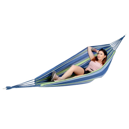 Blau-grüne Hängematte, 120 cm breit, Baumwoll-Polyester-Mischgewebe