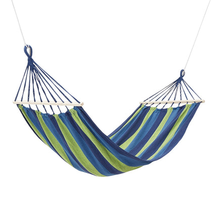 Blaue Hängematte mit 70cm Holzstange & Metallhalterung