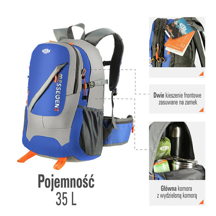 Blue Hiking Backpack, 30L Capacity, Lightweight