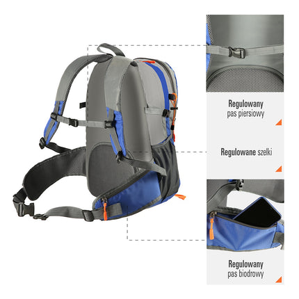 Blue Hiking Backpack, 30L Capacity, Lightweight