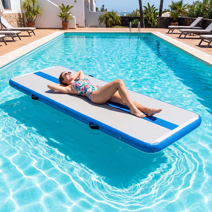 Blue Inflatable Gymnastics Mat with Electric Pump, PVC