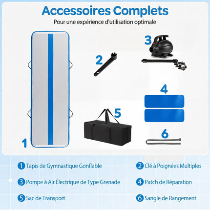 Blue Inflatable Gymnastics Mat with Electric Pump, PVC