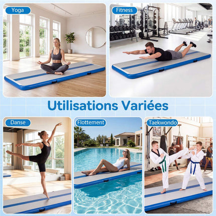 Blue Inflatable Gymnastics Mat with Electric Pump, PVC