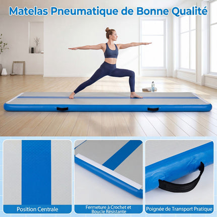 Blue Inflatable Gymnastics Mat with Electric Pump, PVC