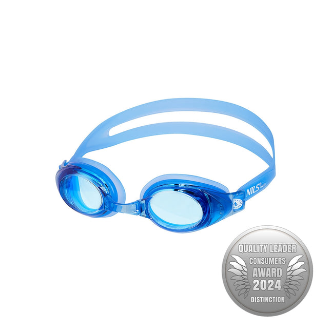 Blaue Schwimmbrille, Antibeschlag, UV-Schutz