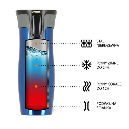 Blue Thermal Cup, 300ml, Insulated Stainless Steel