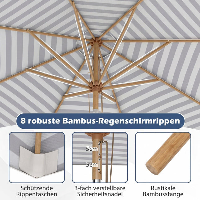 Blau-weiß gestreifter Sonnenschirm, 270cm, Neigbar