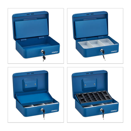 Blue cash drawer with coin counter