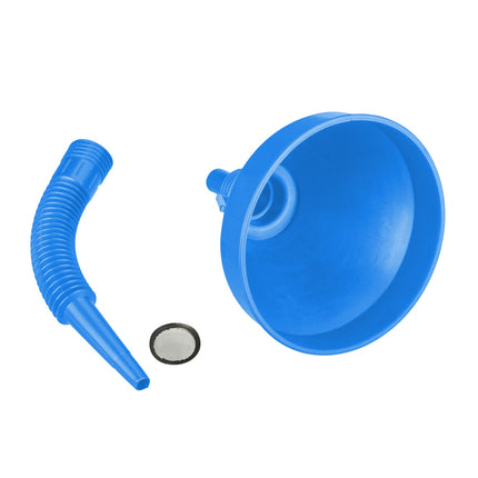 Blue funnel with hose