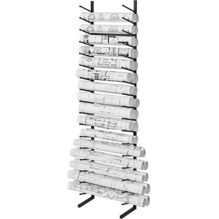 Blueprint Storage Rack, Wall-Mount 16-Tier Metal Holder