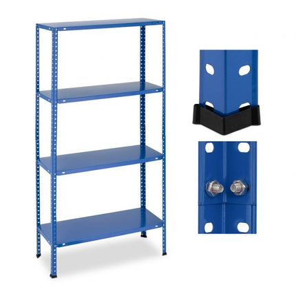 Étagères bleues robustes à 4 niveaux