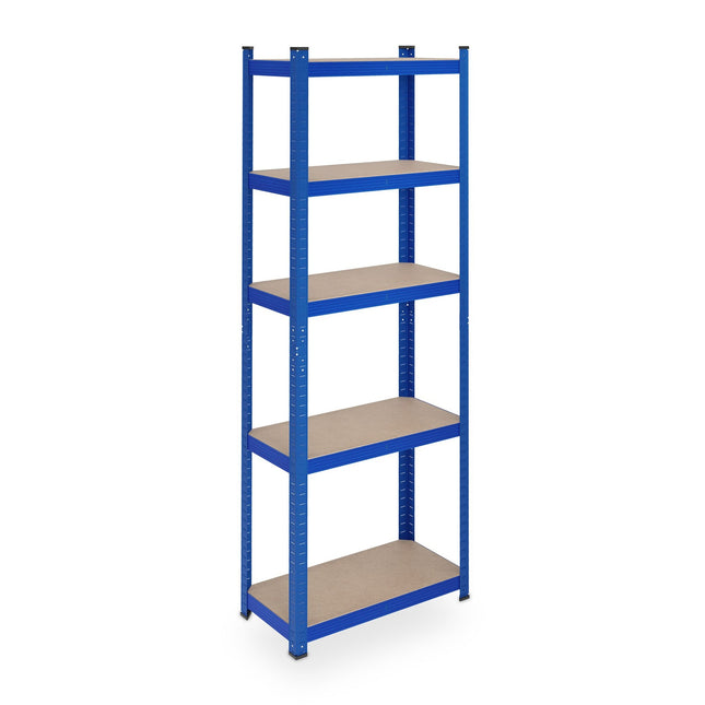 Blue sturdy shelves with 5 levels