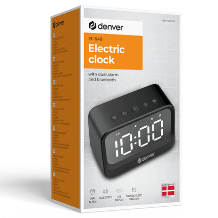 Bluetooth Wecker mit Lautsprecher, Dual-Alarme, Schwarz