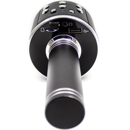 Bluetooth-Karaoke-Mikrofon mit eingebautem Lautsprecher. Schwarz