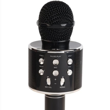 Bluetooth-Karaoke-Mikrofon mit eingebautem Lautsprecher. Schwarz