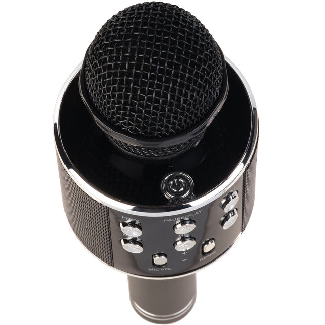 Bluetooth-Karaoke-Mikrofon mit eingebautem Lautsprecher. Schwarz